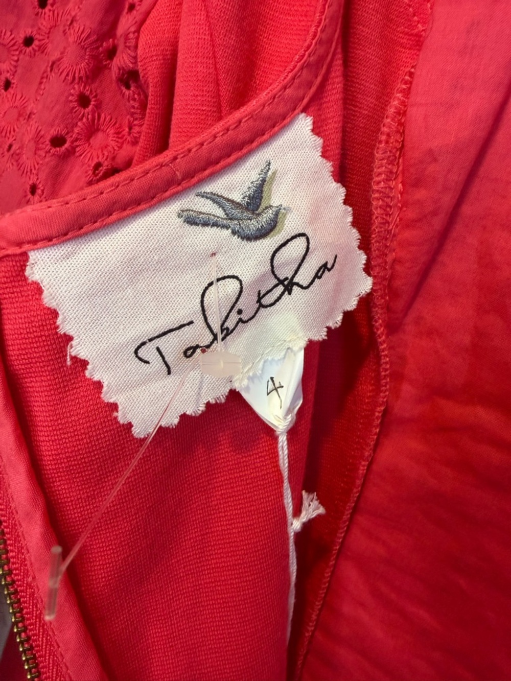 Anthropologie Tabitha Sample Eyelit Dress size 4 Red/Pink Brand NWT - Picture 5 of 8
